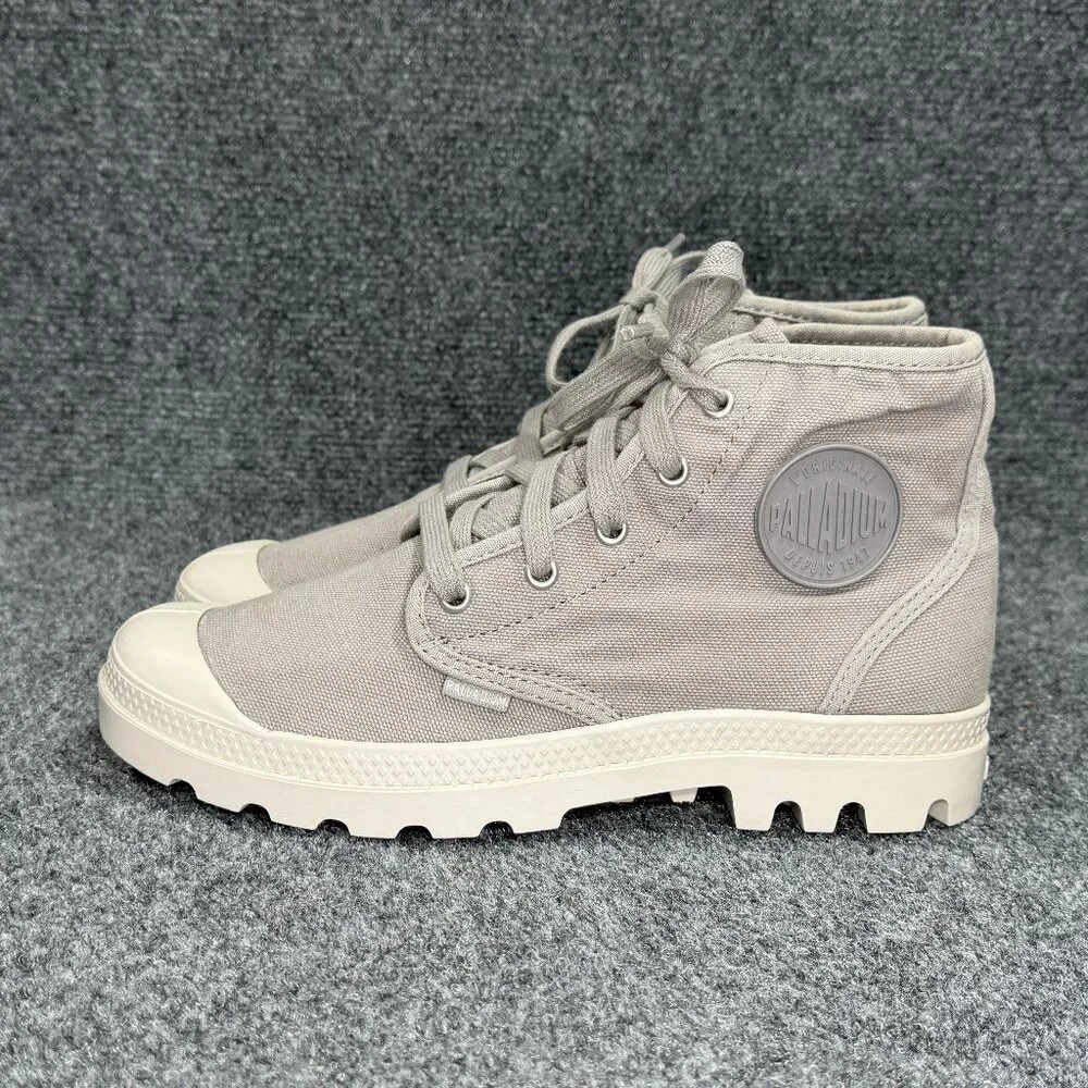 Palladium Pampa Hi Sneakers Women's‎ 8.5 Grey Canvas Athletic Retro Shoes Boots